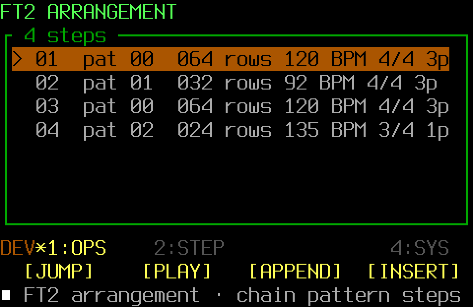 Populated Arrangement screen with the OPS page