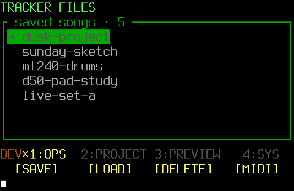 Populated Project Files screen with the OPS page