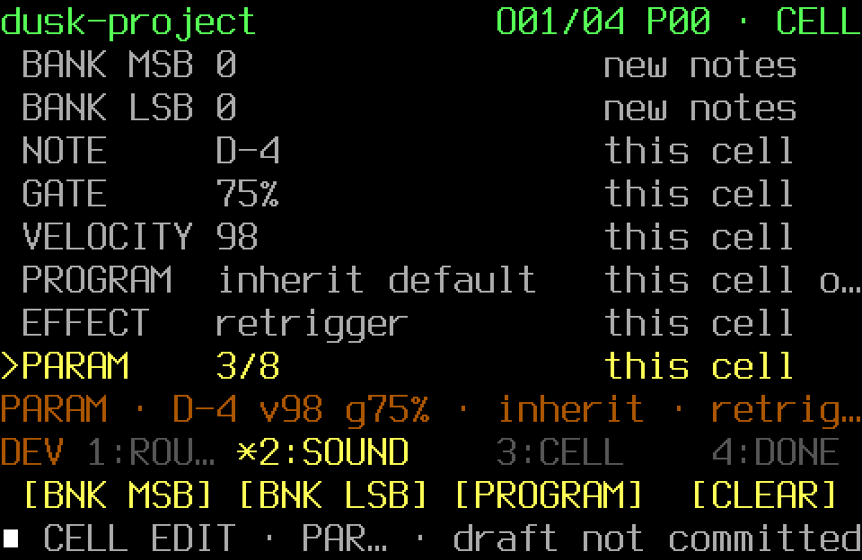 Populated FT2 Cell Edit with the SOUND page