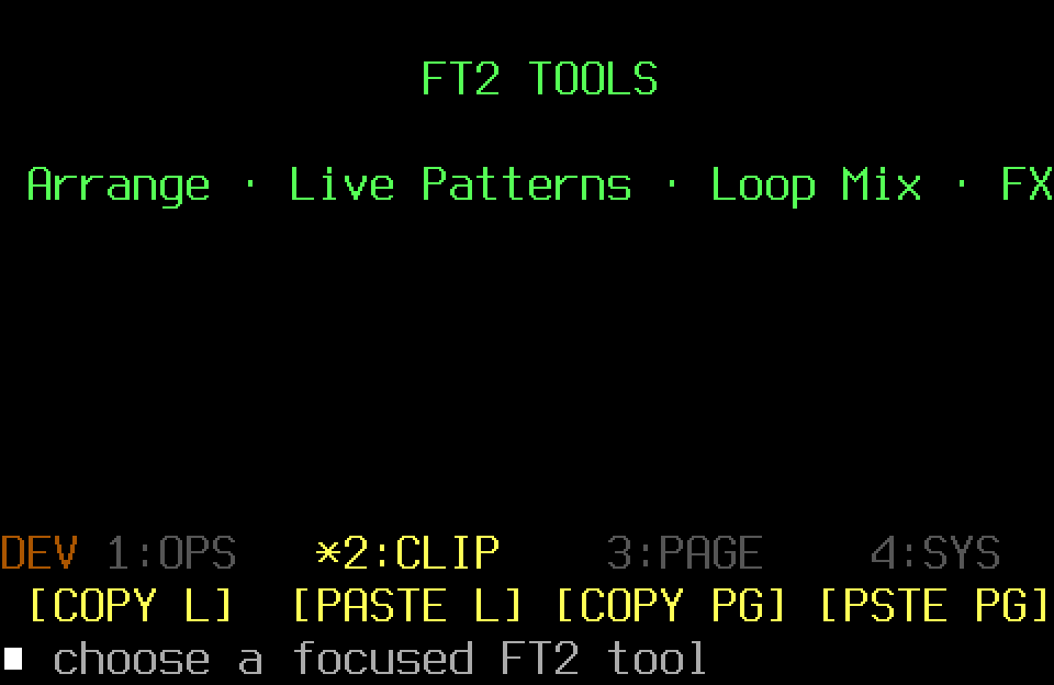 Populated FT2 Tools screen with the CLIP page