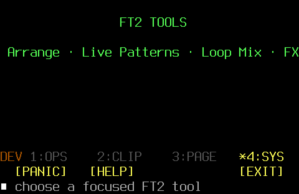 Populated FT2 Tools screen with the SYS page