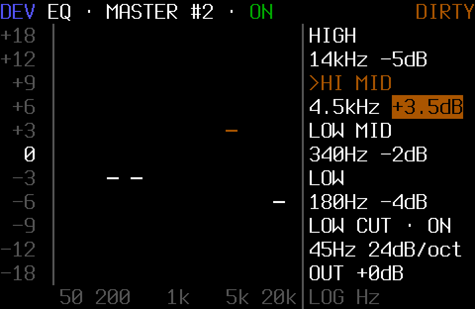 Fullscreen logarithmic EQ editor