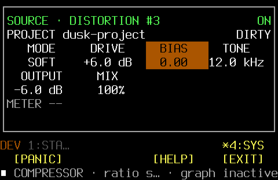 Populated FX editor with the SYS page