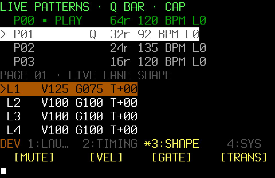Populated Live Patterns with the SHAPE page