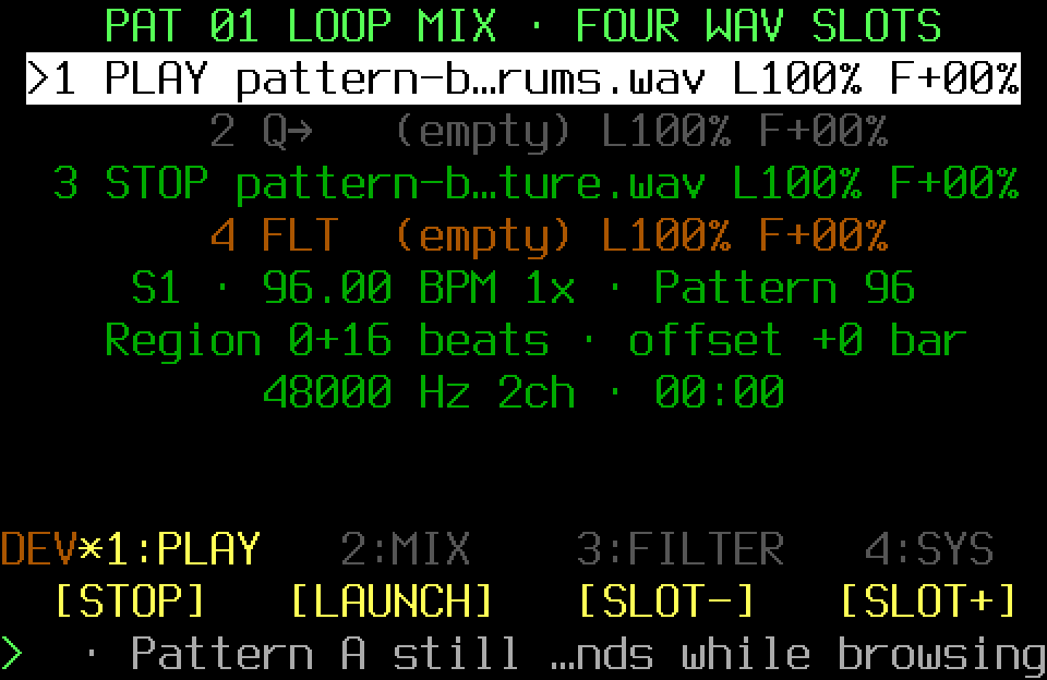 Pattern B with different Loop Mix material
