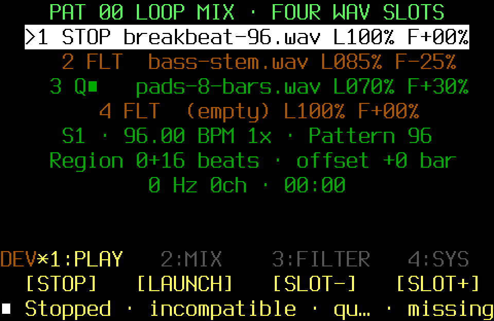 Stopped, incompatible, queued-stop, and missing slot states