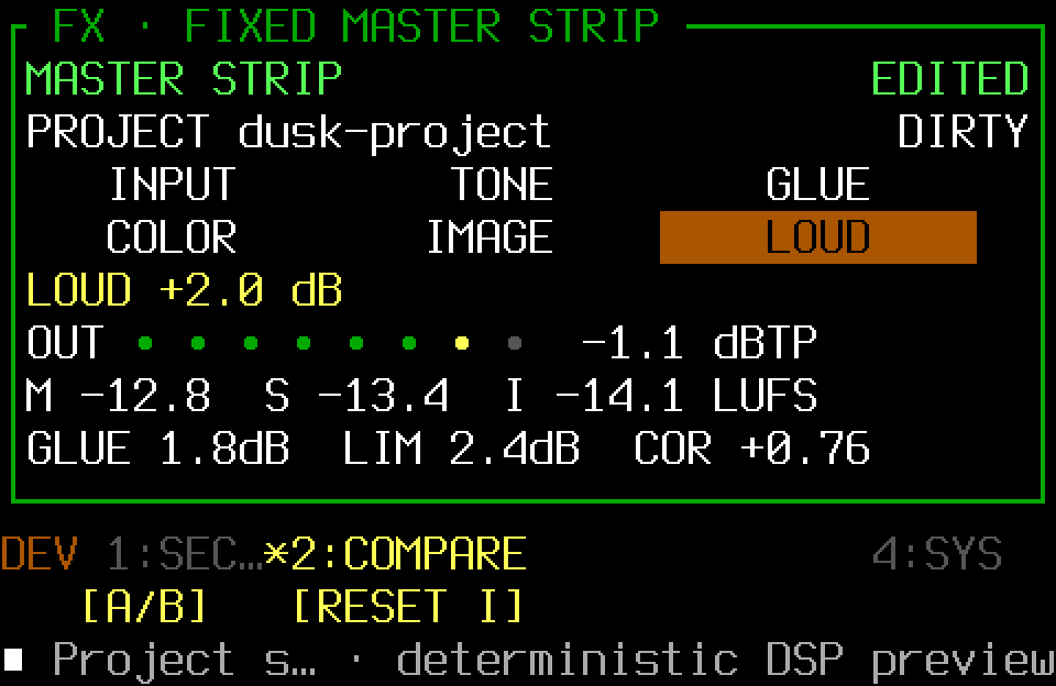 MASTER STRIP comparison controls