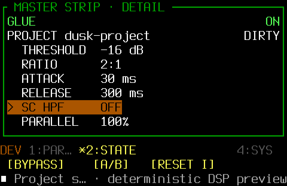 MASTER STRIP detail with STATE commands