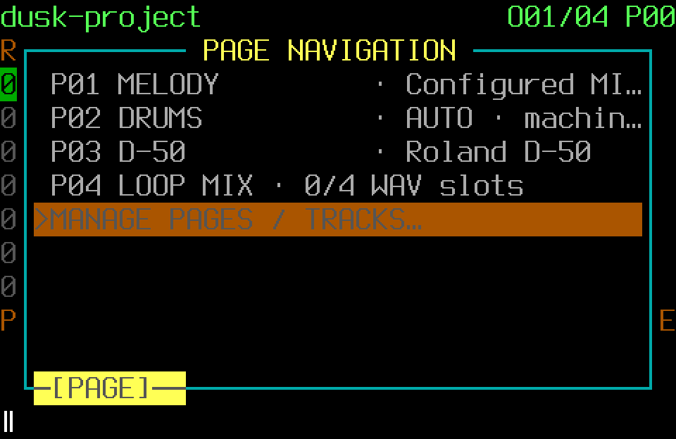 PAGE overlay over the unchanged FT2 Pattern