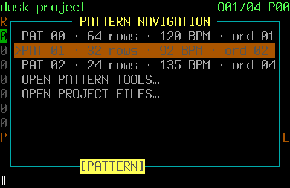 PATTERN overlay over the unchanged FT2 Pattern