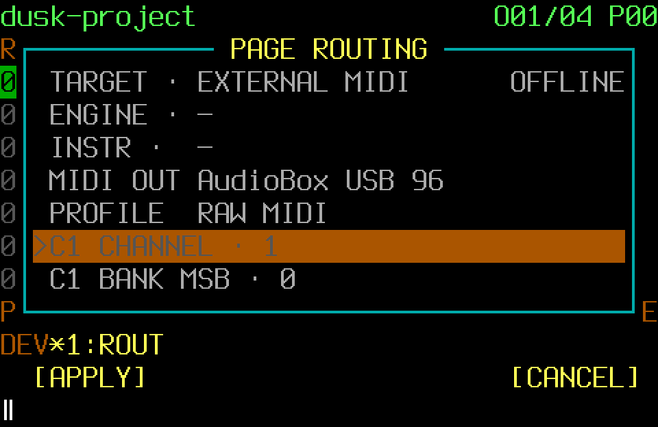 ROUTE master overlay over the active Pattern