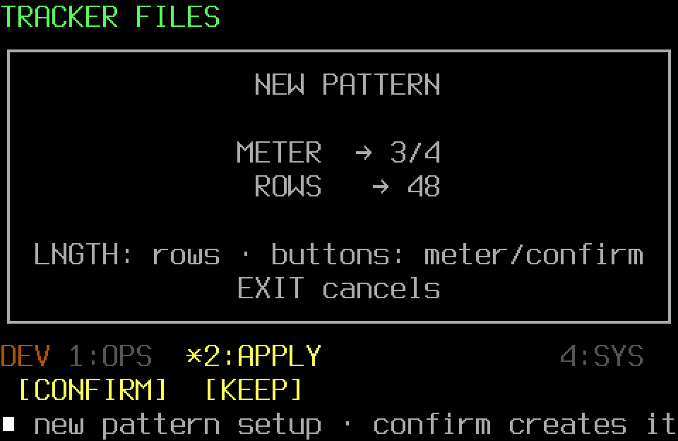 Populated Pattern setup with the APPLY page