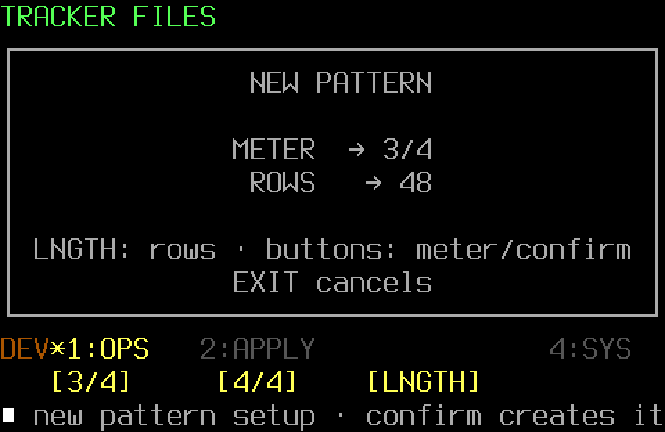 Populated Pattern setup with the OPS page