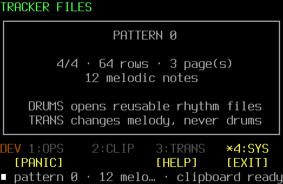 Populated Pattern tools with the SYS page