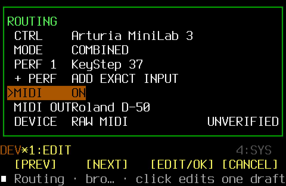 Routing editor with the EDIT controller page
