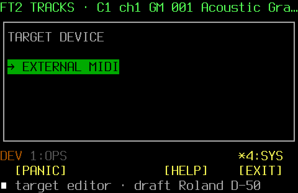 Populated target editor with the SYS page