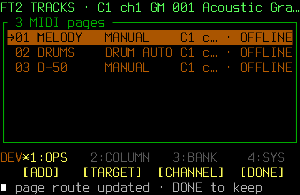 Populated Tracks screen with the OPS page
